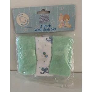 vtg Precious Moments Baby LOT Washcloths Bib Burp Cloth‎ Booties Shirt New